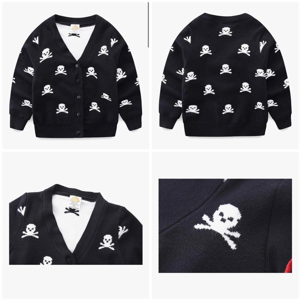 2T Mud Kingdom Boys Cardigan Sweater Skull